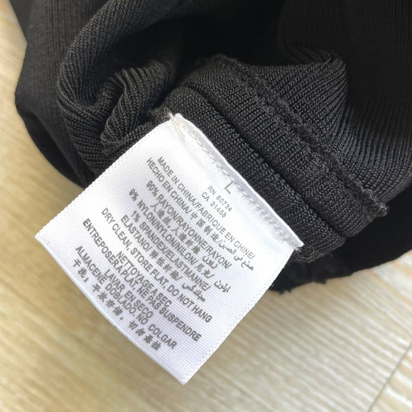 Colorblock Bodycon Bandage Dress | Black/Tan Size Large - Picture 3 of 6